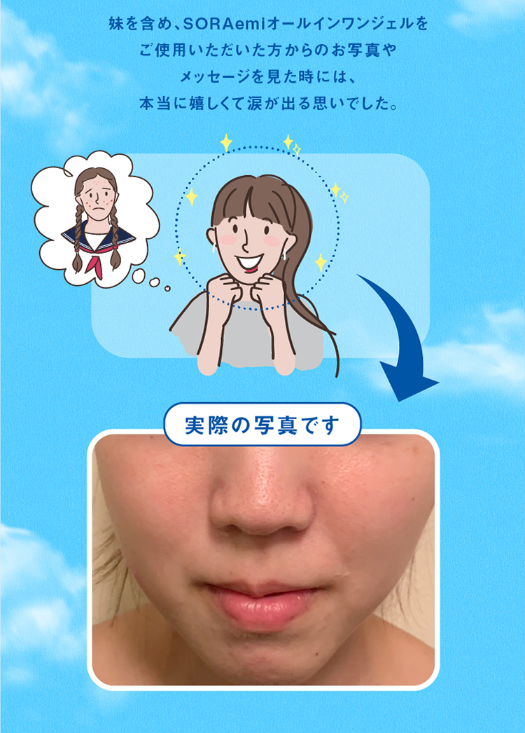 妹も含め、ご使用いただいた方からのお写真やメッセージを見た時には本当に嬉しくて涙が出る想いでした。